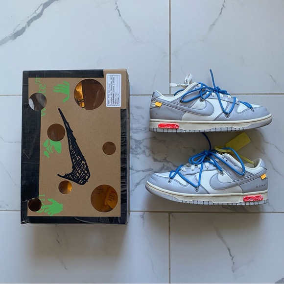 Nike Dunk Low Off-White Lot 5 Mens Size 9.5 OG All EUC Virgil Abloh White Blue